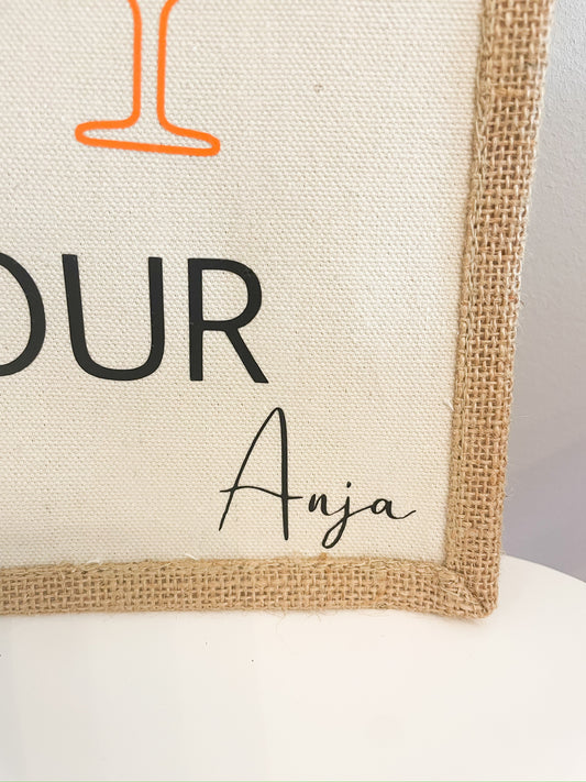 XL Jutetasche „Aperol Spritztour“ personalisiert | Große Strandtasche mit Namen | Shopper Tasche für den Sommer | Geschenk für Freundin