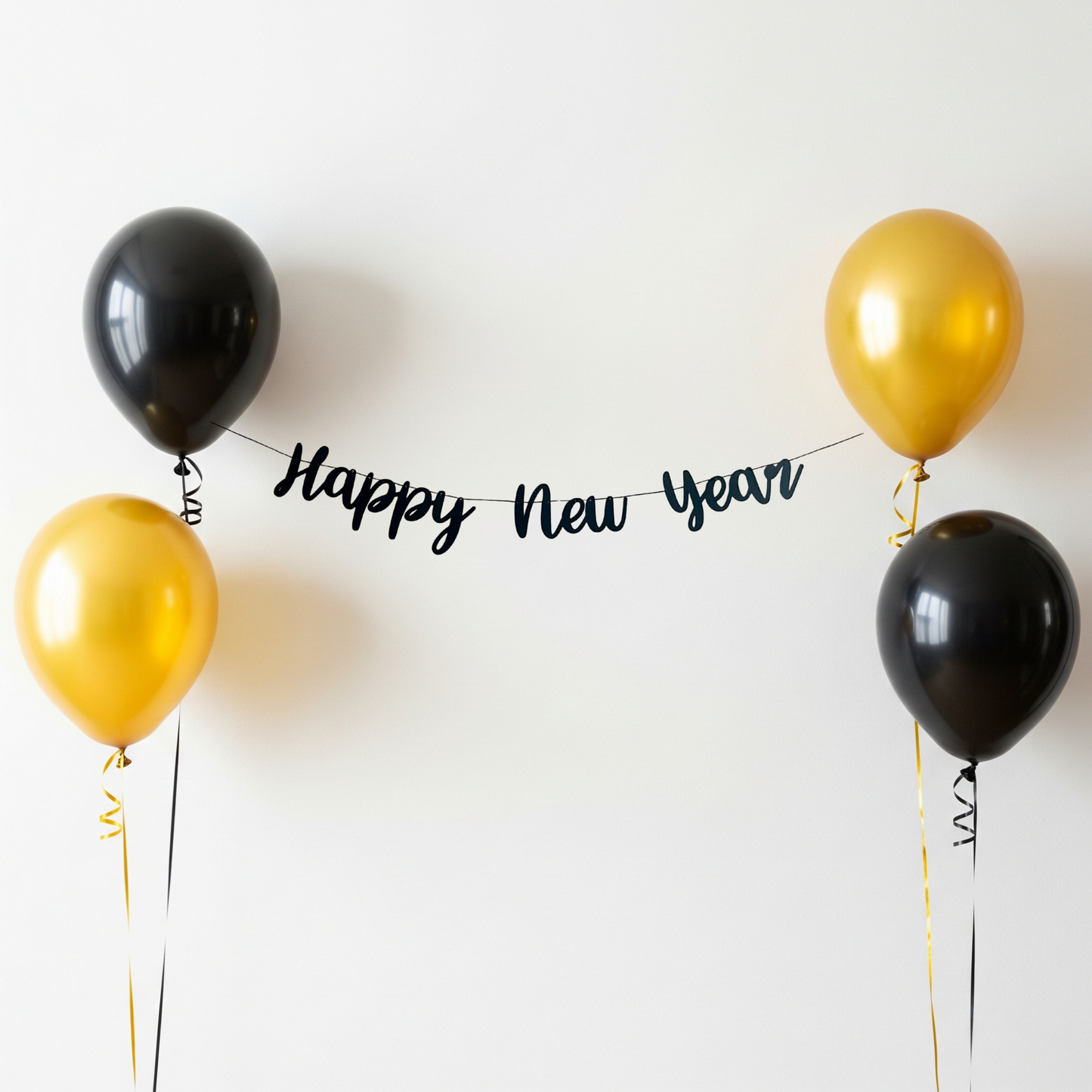 Happy New Year - Silvester Girlande | New Years Eve | Banner in Gold / Silber / Roségold