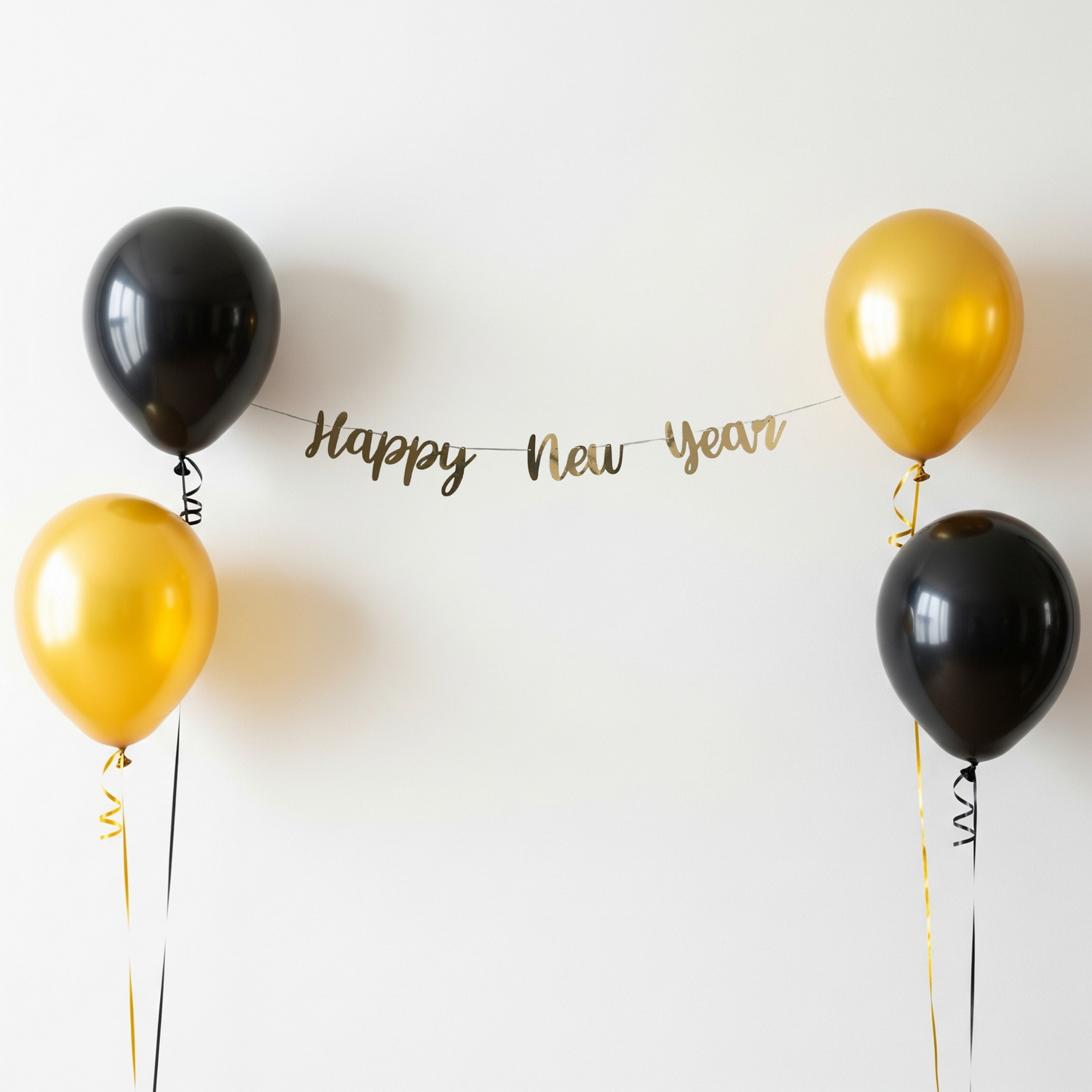 Happy New Year - Silvester Girlande | New Years Eve | Banner in Gold / Silber / Roségold