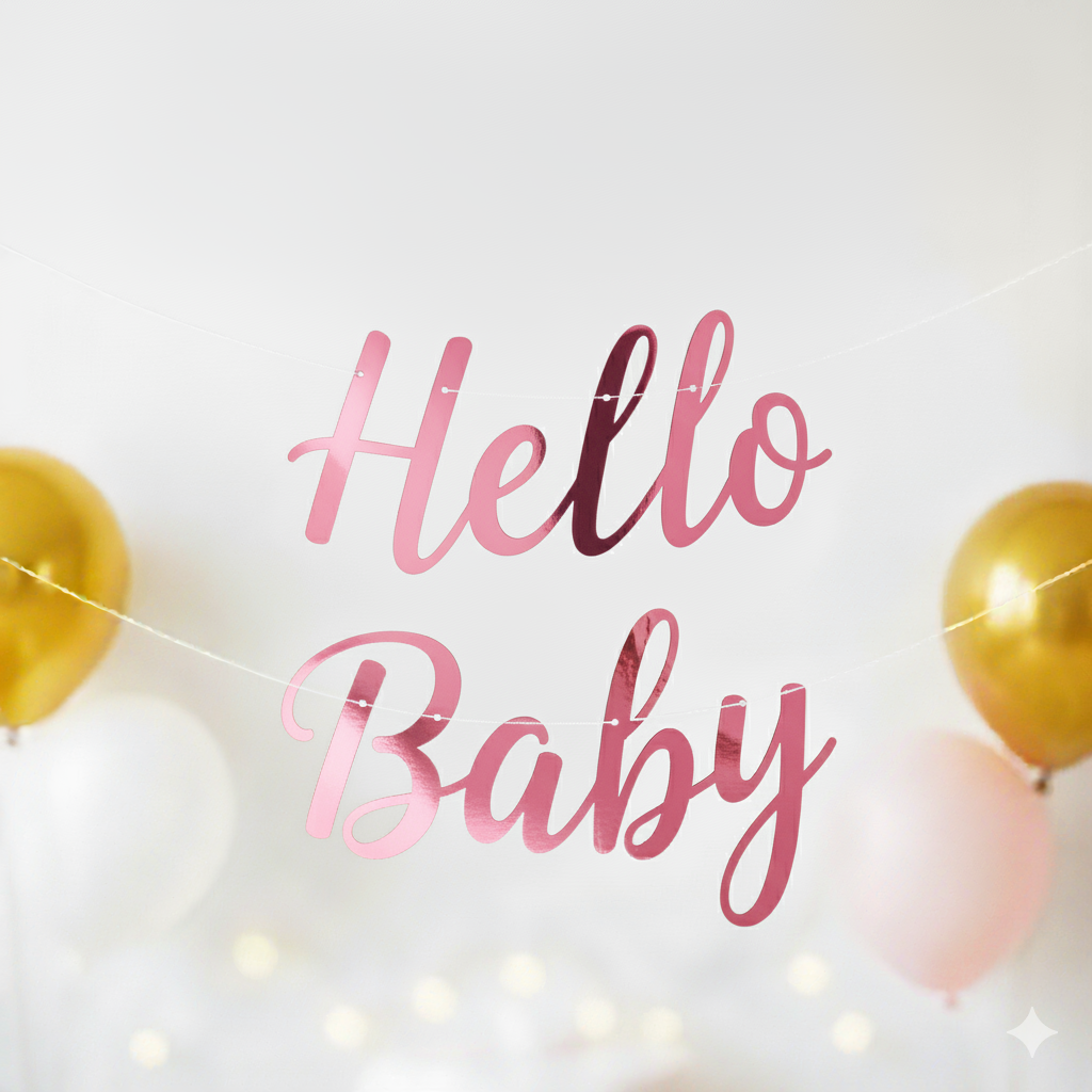 Hello Baby-Girlande Babyparty Gender Reveal