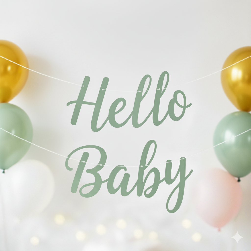 Hello Baby-Girlande Babyparty Gender Reveal