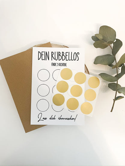Rubbellos mit Umschlag l Geschenk Gutschein, Jahrestag, Hochzeitskarte  Glückslos | gold