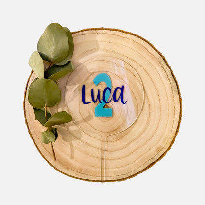 Cake Topper Geburtstag Acrylglas personalisiert mit Name und Zahl