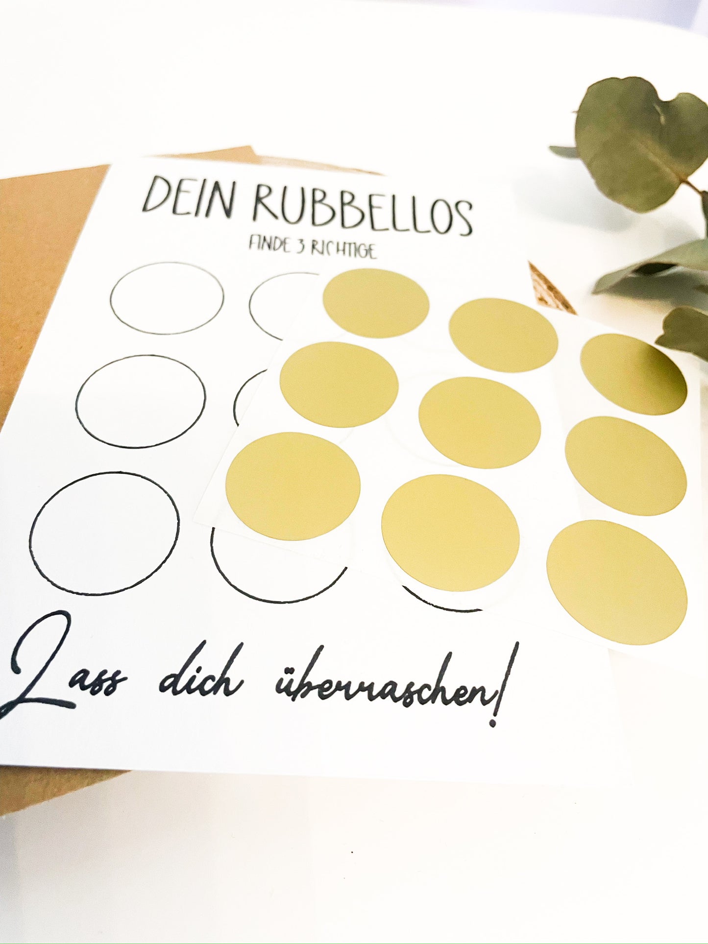 Rubbellos mit Umschlag l Geschenk Gutschein, Jahrestag, Hochzeitskarte  Glückslos | gold