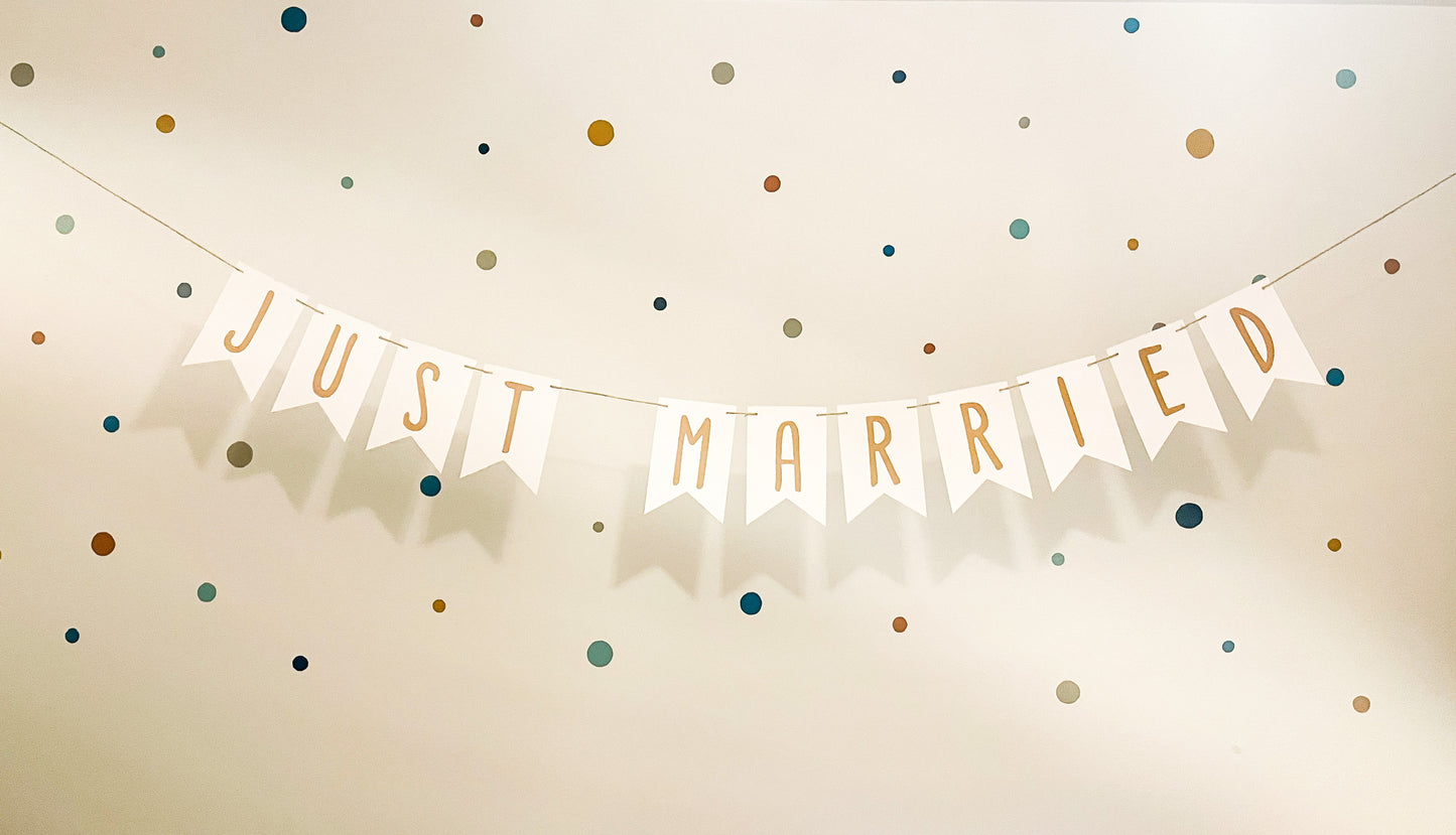 Wimpelkette "Just married" Hochzeitsgirlande