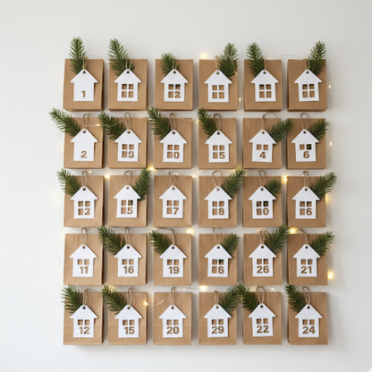 Adventskalender zum Selbstbefüllen DIY - Tüten und Hausanhänger