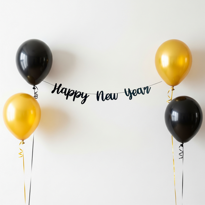 Happy New Year - Silvester Girlande | New Years Eve | Banner in Gold / Silber / Roségold