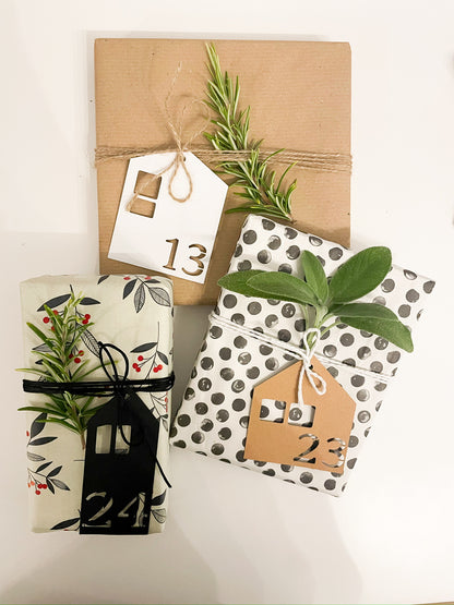 DIY Adventskalender Anhänger, Häuser | 24 Geschenkanhänger