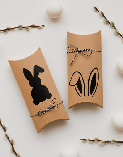 Geschenkverpackung Ostern – Hasen-Pappschachtel mit Baumwollschnur – Nachhaltige Osterverpackung für kleine Geschenke & Süßigkeiten