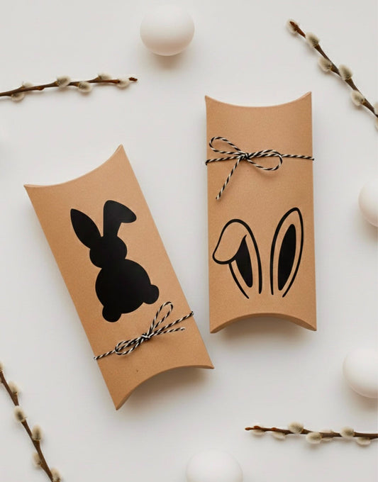Geschenkverpackung Ostern – Hasen-Pappschachtel mit Baumwollschnur – Nachhaltige Osterverpackung für kleine Geschenke & Süßigkeiten