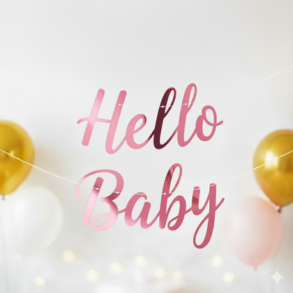 Hello Baby-Girlande Babyparty Gender Reveal