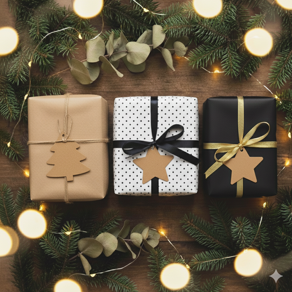 Weihnachtliche Geschenkanhänger | Geschenkverpackung Weihnachten Tannenbaum Stern
