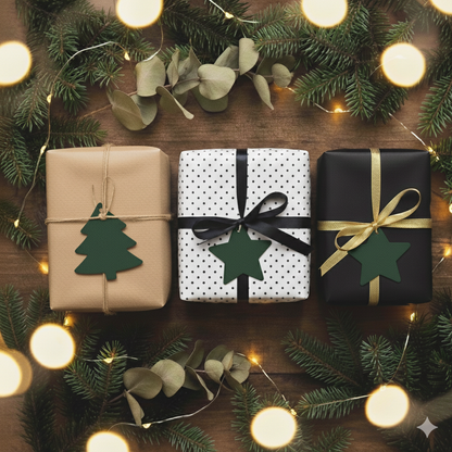 Weihnachtliche Geschenkanhänger | Geschenkverpackung Weihnachten Tannenbaum Stern