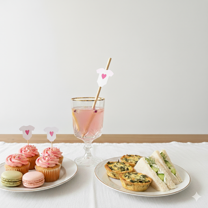 Deko Set Babyparty Babybody-Strohhalme &amp; Mini-Caketopper