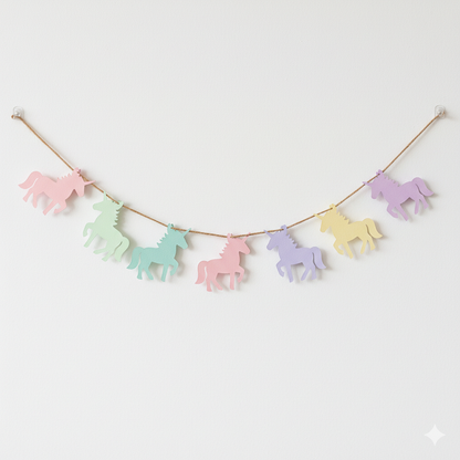 Einhorn-Partyset: Girlande & Caketopper