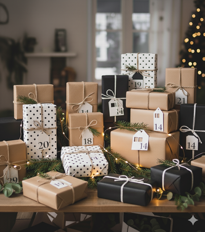 DIY Adventskalender | 24 Adventskalender-Geschenkanhänger in Hausform