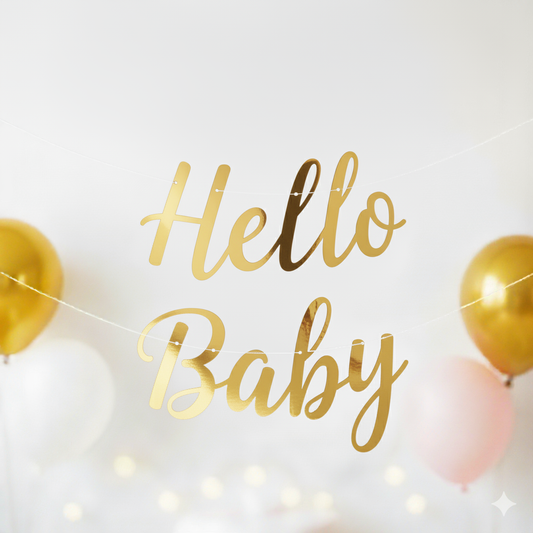 Hello Baby-Girlande Babyparty Gender Reveal