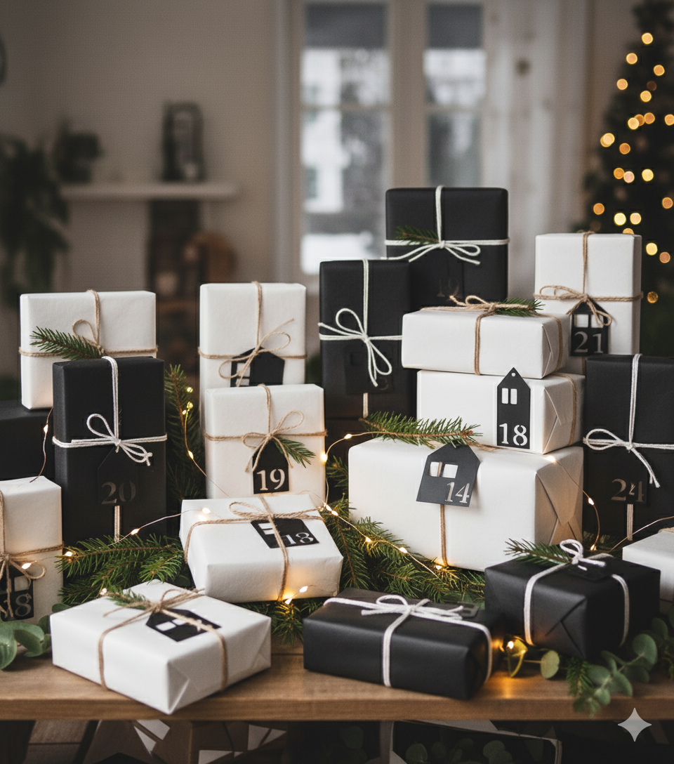 DIY Adventskalender | 24 Adventskalender-Geschenkanhänger in Hausform
