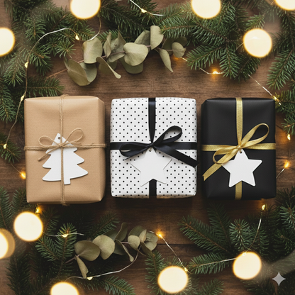Weihnachtliche Geschenkanhänger | Geschenkverpackung Weihnachten Tannenbaum Stern