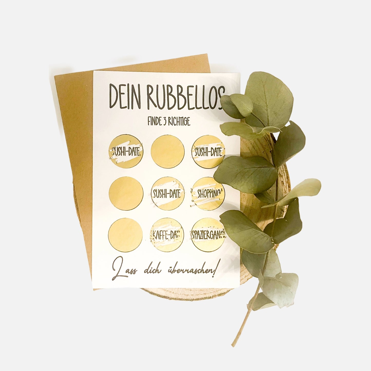 Rubbellos mit Umschlag l Geschenk Gutschein, Jahrestag, Hochzeitskarte  Glückslos | gold