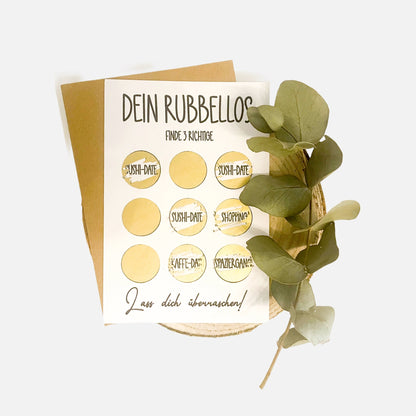 Rubbellos mit Umschlag l Geschenk Gutschein, Jahrestag, Hochzeitskarte  Glückslos | gold
