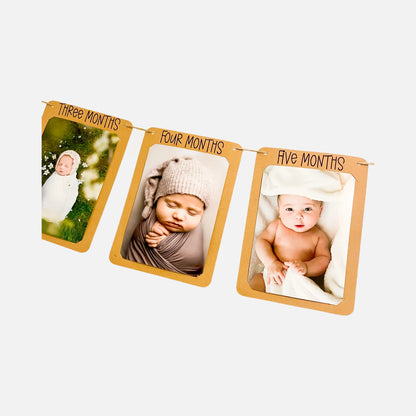 Wimpelkette Monat Meilensteinkette - 12 Monats Girlande für Babyfotos - englisch