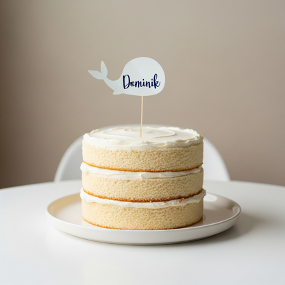 Cake Topper Wal personalisierbar Name Kuchendekoration Taufe, Geburtstag