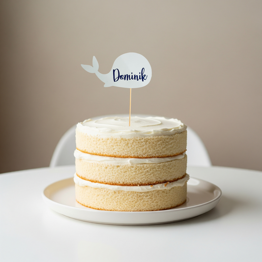 Cake Topper Wal personalisierbar Name Kuchendekoration Taufe, Geburtstag