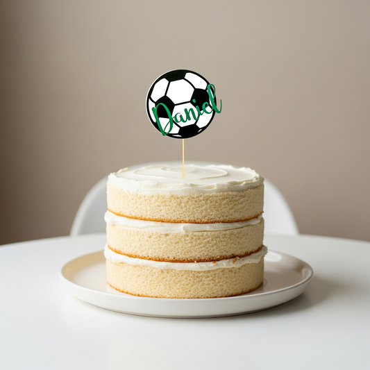 Cake Topper Fußball mit eigenem Namen, Kuchendekoration
