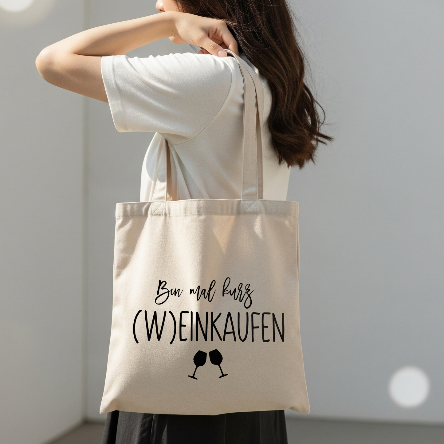 Baumwolltasche Bin mal kurz Weinkaufen