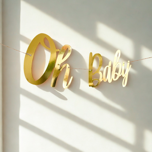 "Oh Baby" Girlande Gold Babyparty Gender Reveal Party