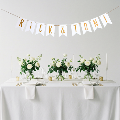 Wimpelkette "Hochzeitspaar" mit eigenen Namen für Hochzeitsdekoration