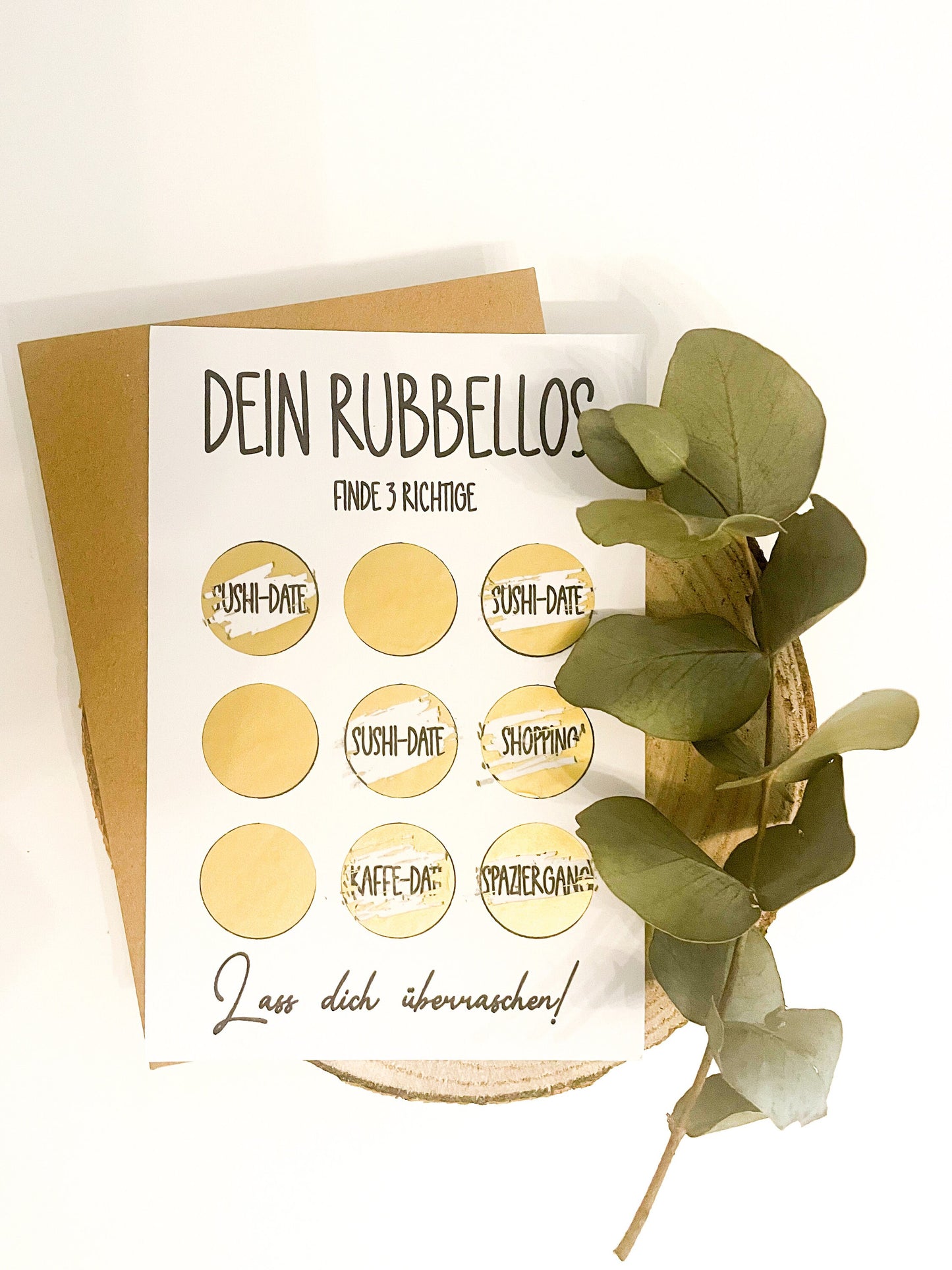 Rubbellos mit Umschlag l Geschenk Gutschein, Jahrestag, Hochzeitskarte  Glückslos | gold