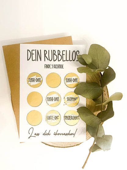 Rubbellos mit Umschlag l Geschenk Gutschein, Jahrestag, Hochzeitskarte  Glückslos | gold