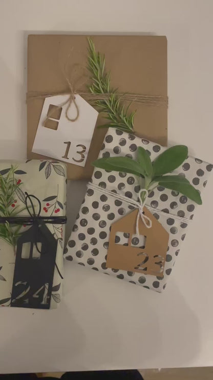 DIY Adventskalender Anhänger, Häuser | 24 Geschenkanhänger